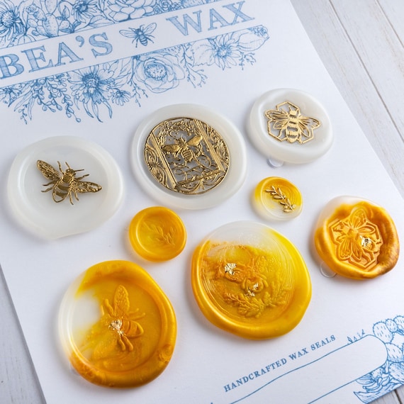 Honey Bee Wax Seals Set of 8 Wax Seal Stickers Stationery, Gift Wrap,  Wedding, Bridal, Collage, Journal Embellishments 