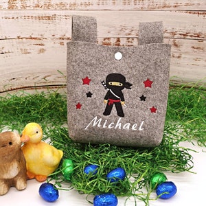 Bicycle handlebar bag bag with name for babies, children and toddlers - Ninja - Easter, Easter basket, gift, personalized