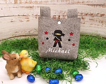Bicycle handlebar bag bag with name for babies, children and toddlers - Ninja - Easter, Easter basket, gift, personalized