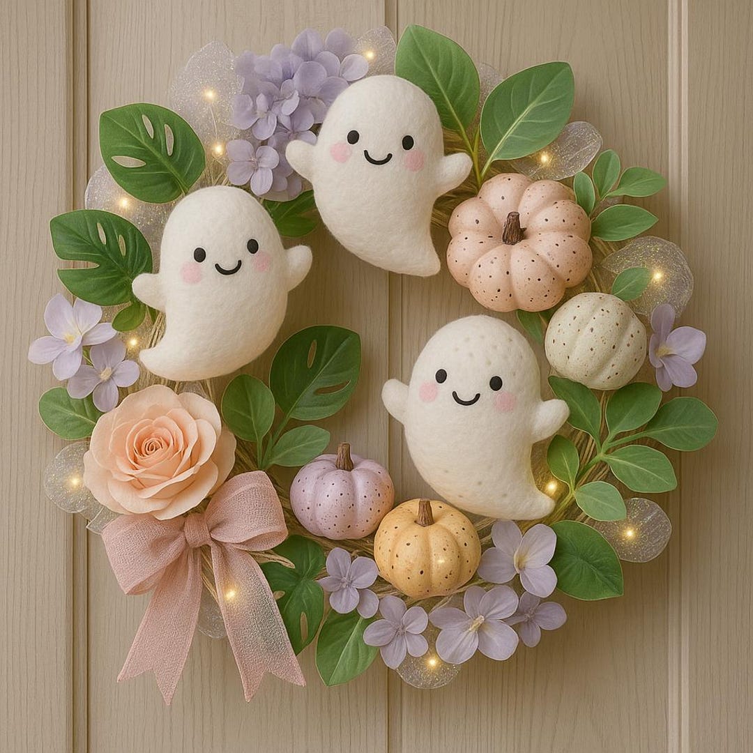 cute-ghosts-halloween-wreath-pastel-spooky-decor-with-mini-pumpkins
