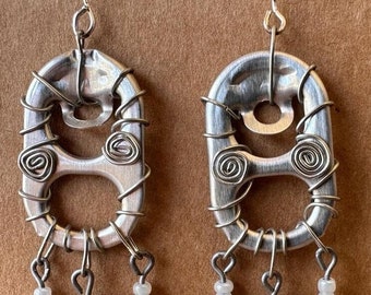 boucles d'oreilles à languette de canette enroulées de fil