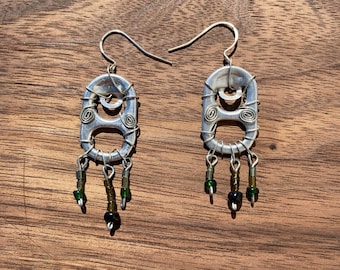 Wire Wrapped Can Tab Earrings, Recycled Soda Can Pop Tab Earrings