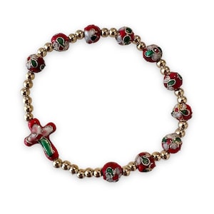 Red Elastic Stretch Bracelet Cloisonne - Blessed By Pope
