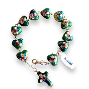 Green Bracelet Cloisonne Rosary - Blessed By Pope