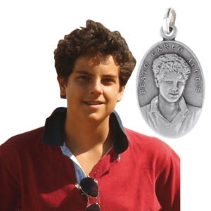 Sterling Silver Medal of Saint Carlo Acutis – Canonized Saint of the Eucharist