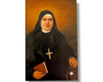Cartão Sagrado Vintage de Beata Geltrude Comensoli com Relíquia