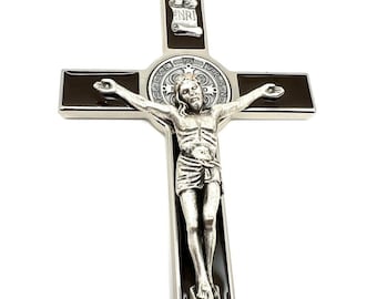 St. Benedict 7.5" Brown Wall Crucifix – Exorcism – Blessed