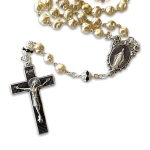 Miraculous Medal - Mop Rosary - Black - Blessed by Pope