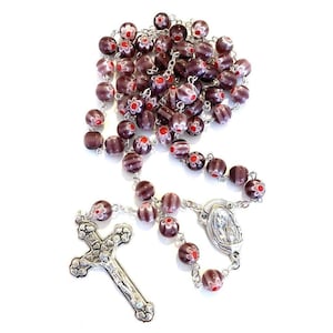Holy Communion Colorful Purple Italian Rosary - Blessed By Pope