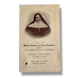Vintage Holy Card of Madre Caterina di Gesù Bambino with Relic