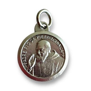 Padre Pio Relic Medal - Silver-Tone Pendant with &#39;Ex Indumentis&#39; Relic