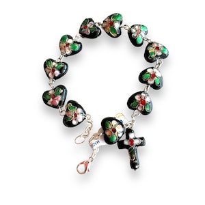 Black Bracelet Cloisonne Rosary - Blessed By Pope