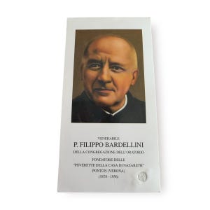 Eerbiedwaardige Filippo Bardellini-relikwiekaart – vintage heilige kaart gezegend door paus Leo