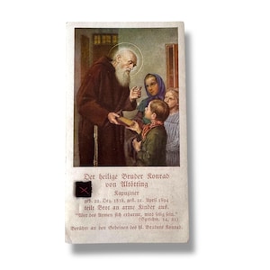 Vintage Holy Relic Card – St. Conrad of Parzham (Capuchin Brother of Altötting)