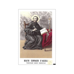 Blessed Conrad of Ascoli holy card with relic