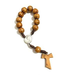 Franciscan Ten Beads Hand Rosary Blessed By Pope - St.Francis Relic Soil Tau