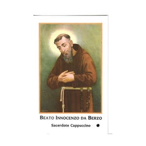 Blessed Innocenzo da Berzo Holy Card with relic ex-indumentis