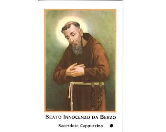 Cartão Sagrado do Beato Innocenzo da Berzo com relíquia ex-indumentis