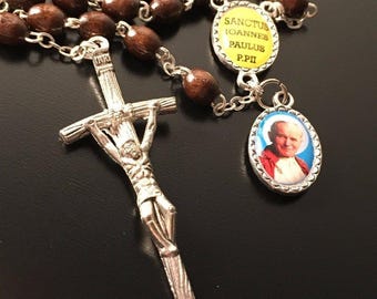 Saint JPII -St.John Paul II Pope- Canonization Rosary + Medal w/ Free Relic