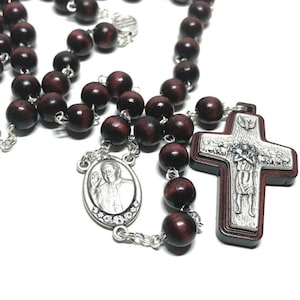 Wooden Rosary -Pope Francis -Good Pastor Cross - Blessed By Pope
