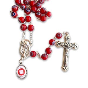 Red Venetian Glass Murrina - St. John Paul II Relic Rosary