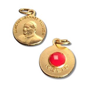 St. John Paul II Pope Ex-Indumentis Relic Medal - Gold-tone
