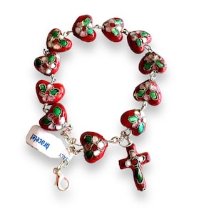 Red Bracelet Cloisonne Rosary - Blessed By Pope