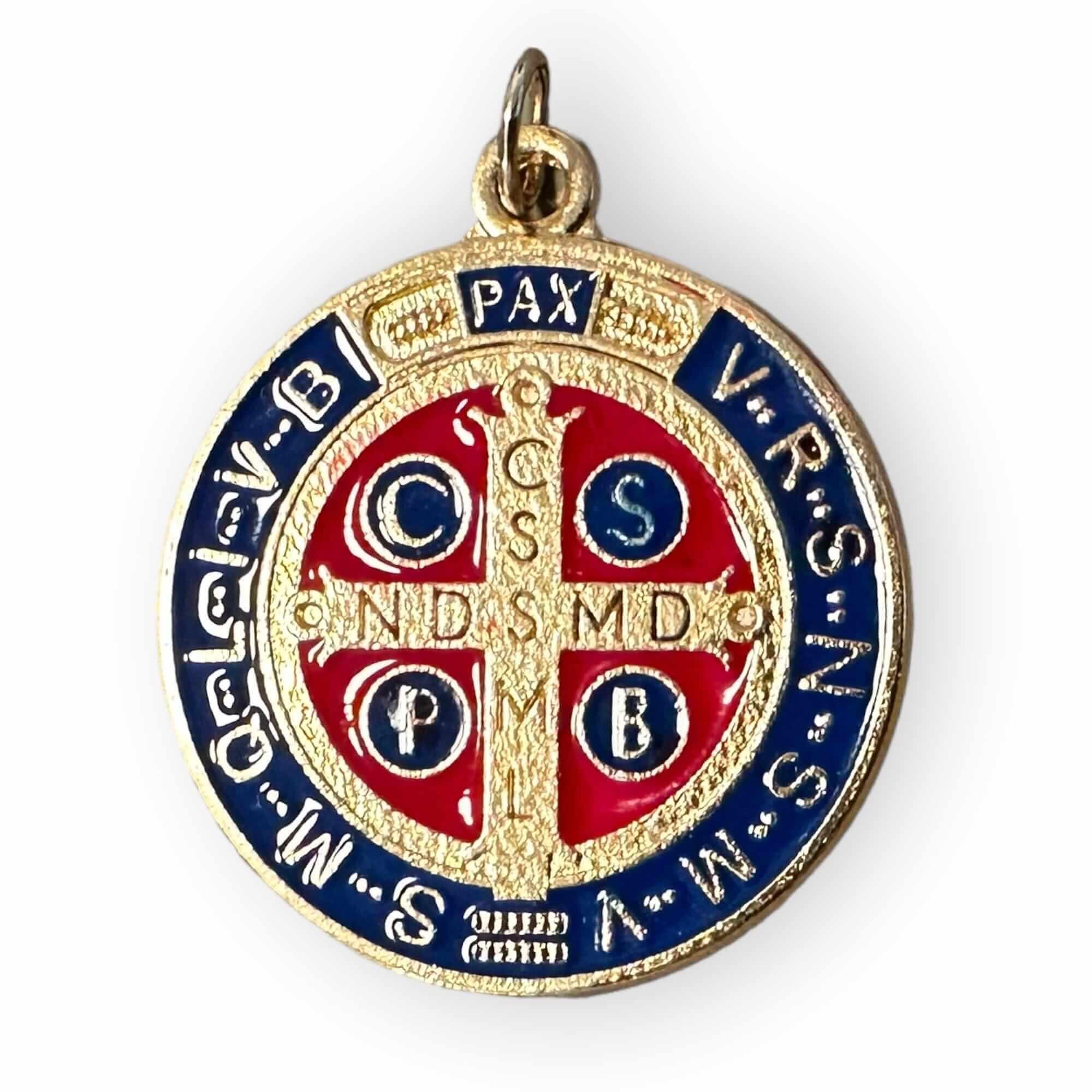 1 1/4" Saint Benedict Enamelled Brass Medal Catholic Exorcism Blessed By Pope