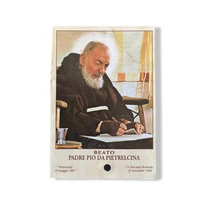 Heilige Kaart van Padre Pio - vintage gebedskaart van St. Pio