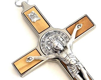 St. Benedict 7.5" Wooden Wall Crucifix – Exorcism – Blessed