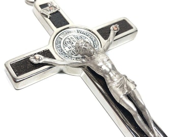 Wood 4.5" St. Benedict Wall Crucifix – Exorcism – Blessed by Pope