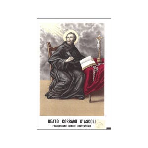 Blessed Conrad of Ascoli holy card with relic