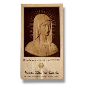 Vintage Holy Card of Santa Rita with Relic