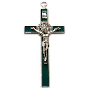Groen 7,5&quot; Benedictus kruis kruisbeeld - exorcisme - heilige - gezegend - San Benito