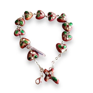 Pink Bracelet Cloisonne Rosary - Blessed By Pope w/COA