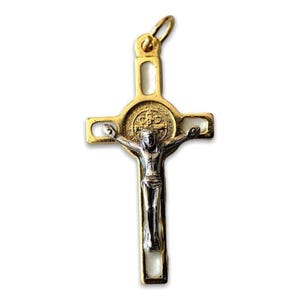 White Cross St. Benedict - Tiny Pendant - Rosary Parts - Crucifix