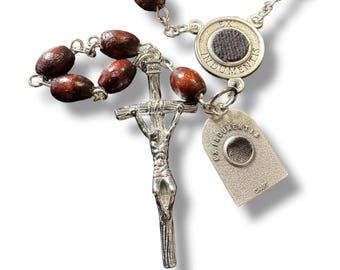 San Padre Pio Rosary Blessed By Pope w/ 2nd class Relic - St. Father Pio