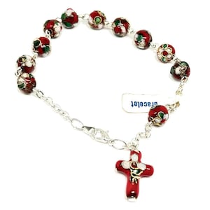 Red Cloisonne Rosary Bracelet Blessed By Pope On Request