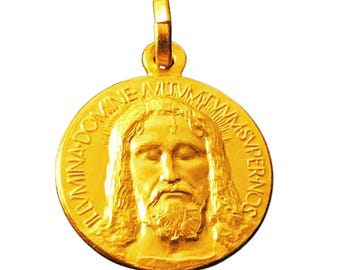 Gold Medal Over Sterling 925 Holy Face Of Jesus - Holy Shroud - Oviedo Sindone