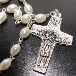 Mother of pearl Rosary - Pope Francis - Good Pastor Cross - Blessed By Pope