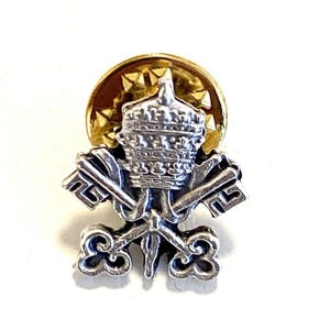 Holy See Coat Of Arms Pin Catholic Tie Tack Jacket Lapel