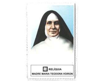 Cartão Relíquia da Bem-Aventurada Madre Maria Teodora Voiron Vintage ex-indumentis