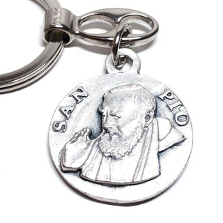 Portachiavi Padre Pio Da Pietrelcina In Argento - Prodotto GTBITALY - 9 Cm - Made In Italy - Articolo Religioso