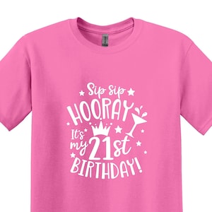 21st Birthday Shirt,Birthday Shirt, Hello 21 Shirt, Birthday T Shirt, Gift for Her, Gift for Him, Birthday Gift,Sip Sip Hooray 21st Birthday