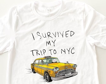 Camiseta "Sobreviví a mi viaje a Nueva York", camiseta de taxi amarillo