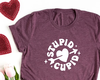 Maglietta Stupid Cupid per San Valentino, maglietta Sarcastic Singles