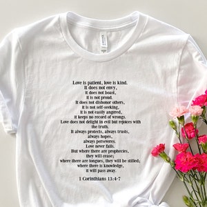 1 Corinthians 13:4-7 Love Bible T-shirt, Christian Gifts, Faith Shirt, Religious Shirt, Inspirational Shirt, Jesus Shirt, Bible Gifts