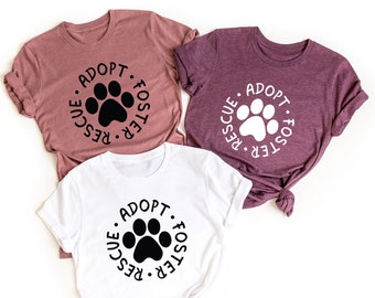 Camiseta de adopción, rescate y acogida, para amantes de los animales