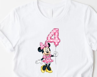 4th Birthday Minnie Mouse Shirt, Disneyworld Tee, Kids Birthday Gift