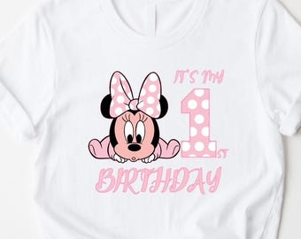 Maglietta per il primo compleanno di Minnie Mouse, maglietta Disney World